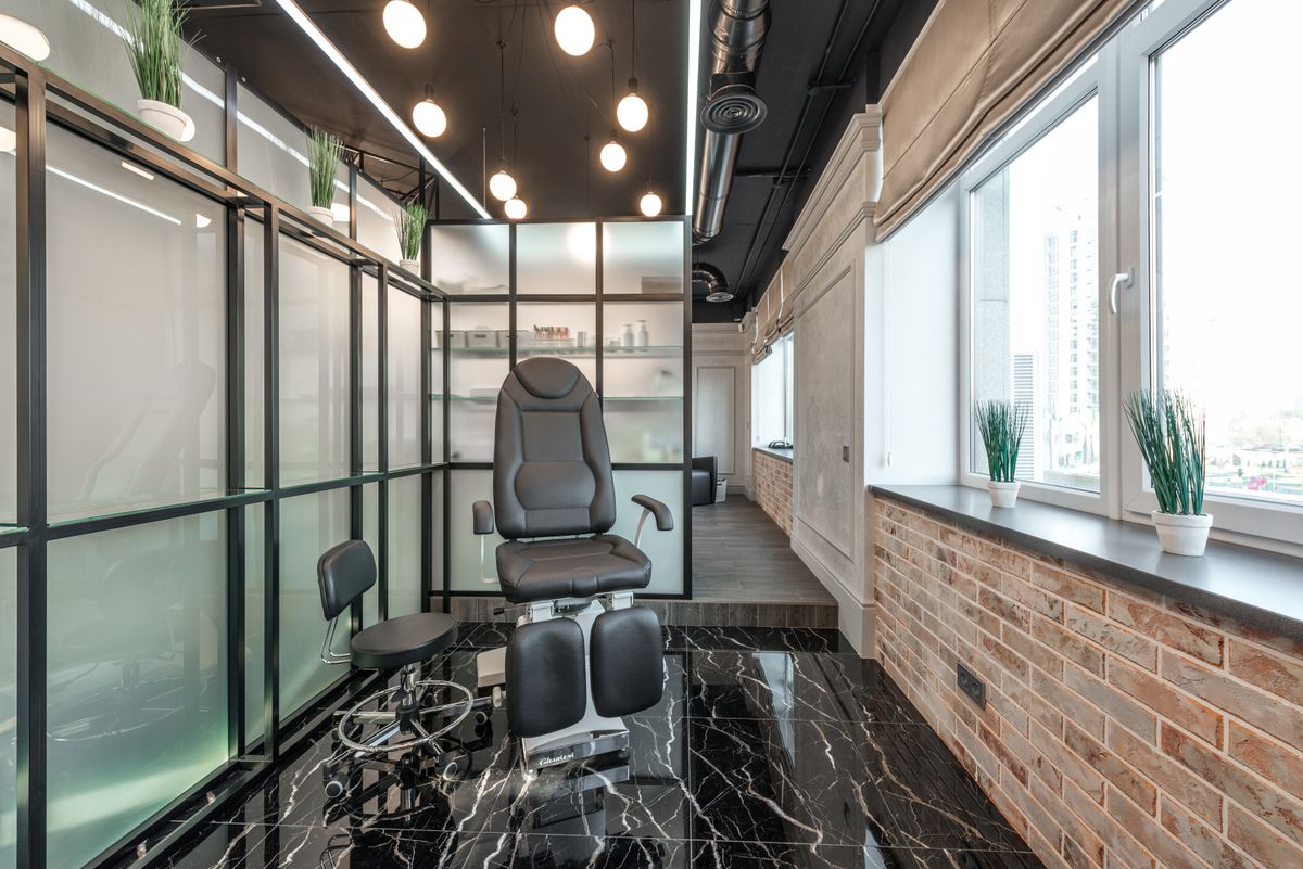 Upscale pedicure chair in a nail spa interior