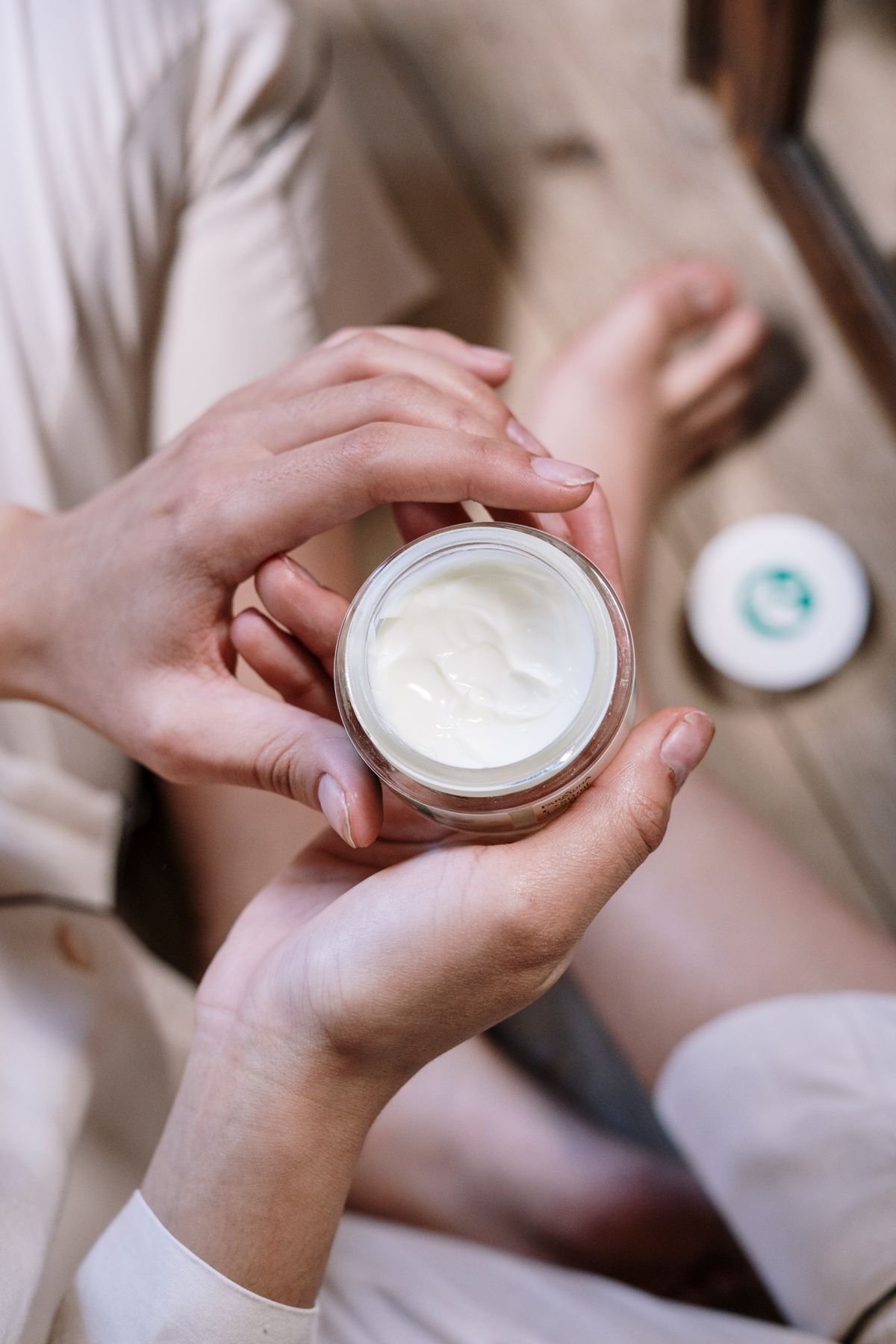 Pedicure foot cream application